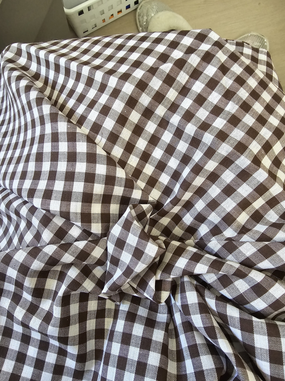 Brown and White Gingham Fabric 1 3/8 Yards by 44 Inches Wide Quarter Inch Scale - Picture 3 of 6